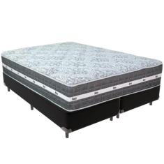 Cama Box Preto e Colchão Black Graphite Molas Ensacadas Queen 158x198X