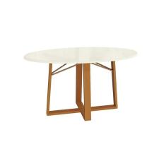 Mesa Multiuso Cozinha Elma Madeira Maciça Com Tampo Madeirado Com Vidro 180x105cm Carvalho Off White Kappesberg