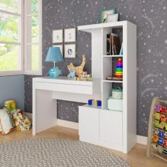 Mesa de Estudos Infantil 122,5x138x46,5cm Lucca Branco - Espresso Móve