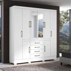 Guarda Roupa Napoli 8 Portas 4 Gavetas Com Espelho Aramoveis Branco