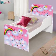 Mini Cama Infantil MDF com adesivo de personagens para Meninas - Casa 