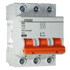 Mini Disjuntor C Tripolar 16A Metaltex