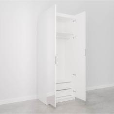 Guarda Roupa Hera Com Espelho 2 Portas Com Cabideiro E 2 Gavetas Cabecasa Madeiramadeira Branco Geada/Cinza