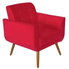 Poltrona Decorativa Pés Palito Agata Suede Vermelho - Kasa Sofá