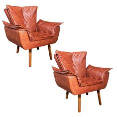 Poltrona Sala de Estar Pé Palito de Madeira Kit 2 Opala Corano D03 - D