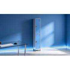 Roupeiro Aço 2 Portas 191x32x40 Cm Guarda Volume C/ Tranca - W3, AZUL