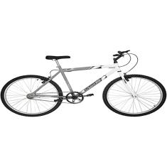 Bicicleta de Passeio Ultra Bikes Esporte Bicolor Aro 26 Reforçada Freio V-Brake Sem Marcha Cinza Fosco/Branco