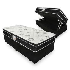 Cama Box Com Baú Solteiro + Colchão De Molas - Ortobom - Physical Nanolastic 88x188x65cm