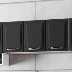 Armário Aéreo Suspenso 3 Portas 2 Prateleiras Cozinha Modulada 120 cm Organizador Itatiaia Grafite