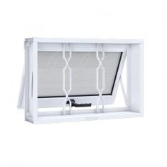Janela de Aço Maxim-ar 40x60cm com Grade Mosaico e Vidro Riobras Branco