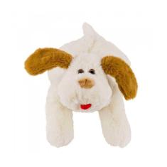 Cachorro Fofo De Pelúcia Branco Fazenda Em Pé 31 Cm