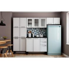 Cozinha Completa Múltipla 4 Peças (2 Armários + 1 Balcão + 1 Paneleiro) C4P77 Branco - Bertolini