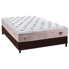 Cama Box Casal: Colchão Molas Plumatex MasterPocket Ensacadas Miami + Base CRC Courano Marrom(138x188)