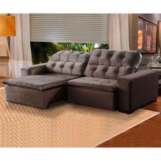 Sofá Retrátil Reclinável 6Lugares 2,9m Marrom Megasul