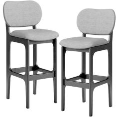 Kit 2 Banquetas Alta Cozinha Betta L02 Preto Cinza Escuro