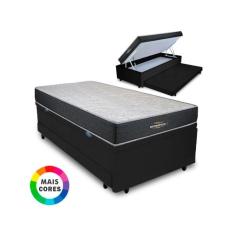 Cama Box Baú Solteiro Auxiliar Bicama 3 em 1 + Colchão D33 Espuma 88x1