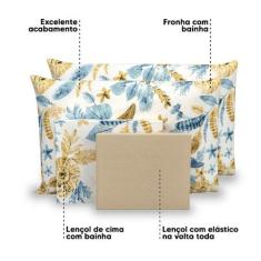 Lençol Casal 4 Pçs Estampado Percal 180 Fios Bainha 40cm Altura - Bem 