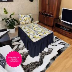 Lençol Colcha Solteiro Malha Com Babado Estampas Sortidas - Tudodicasa