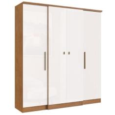 Guarda Roupa Casal MDP 4 Portas  2 Gavetas  Miami Cor: Nogueira Off Wh