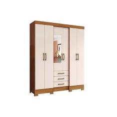 Guarda Roupa Casal 6 Portas e 3 Gavetas c/ Espelho Briz B23 Nature/Off