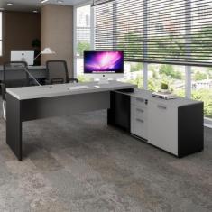 Mesa Escritório 1,70m Armário e Cx de Tomadas Pés Painel F5 - F5 Offic