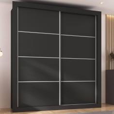 Guarda-roupas Casal 2 Portas De Correr 4 Gavetas Chicago Multimóveis Mp4315 Preto Preto