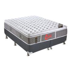 Cama Box Queen: Colchão Molas Castor Pocket Light Stress Oxygen New + Base crc Suede Gray(158x198)