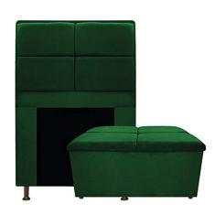 Kit Cabeceira e Calçadeira Munique 100 cm Solteiro Suede Verde AM Decor