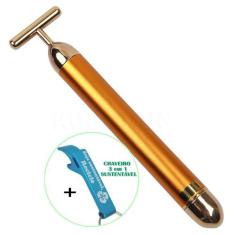 Massageador Facial Antirrugas Ouro + Chaveiro CBRN17805 - COMMERCE BRA