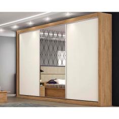 Guarda Roupa Europa Toronto 3 Portas 1 Espelho Amêndoa/Off White