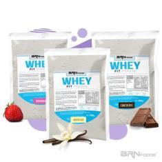 KIT 3x Whey Fit Foods 500g - BRN Foods,  Baunilha, Chocolate e Morango