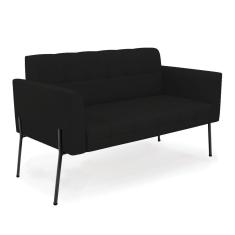 Sofá Namoradeira 2 Lugares Base Pé De Ferro Preto Elisa Linho D03 - D'rossi Cor A79 Preto