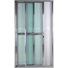 Porta de Alumínio de Correr Balcão 2 Folhas 2,10 x 1,50 Linha 25 Com C