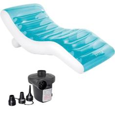 Colchão boia inflável bronzeadora intex ibiza + bomba de ar elétrica, 