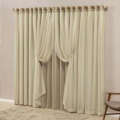 Cortina Marrocos Tecido Blackout e Voal Fitado 3,00m x 2,50m Janela Sala Quarto - Chocolate