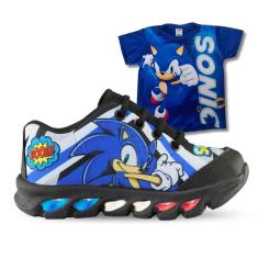Kit Tênis De Led Infantil Menino Masculino Sonic Boom + Camisa-Masculino