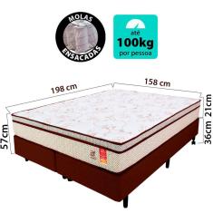 Cama Box Queen Colchão Molas Ensacadas + Box Microfibra Marrom Bf Colchões 158x198x57cm