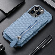 Capa de telefone de couro carteira de cartões com zíper para iphone 13 12 mini 11 pro max x xs xr 8 7 6 6 s plus se 2020 bolsa titular capa de cartão, azul, para iphone 7 8