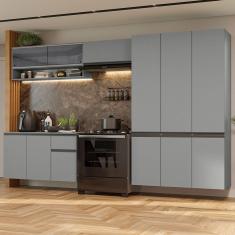 Armário de Cozinha Completa Suspenso 320cm Cinza Nice Madesa 04