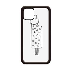 Black Outline Heart Picolés sorvete para iPhone 12 Pro Max Capa para Apple Mini Mobile Case