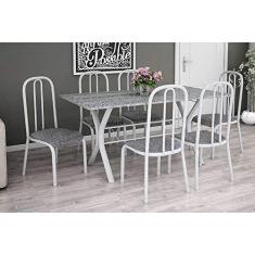 Conjunto de Mesa Miame 150 cm com 6 Cadeiras Madri Branco e Vegetale