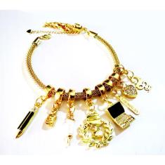 Pulseira Berloque Farmácia Remédio Folheado A Ouro 18k