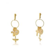 Brinco Com Pingentes Religiosos Folheado [f027]