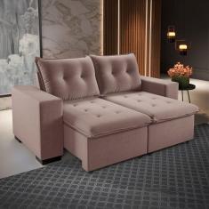 Sofá 3 Lugares Arsenal Retrátil e Reclinável Rosa - Viero Móveis