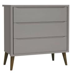 Cômoda Gaveteiro Infantil Theo Cinza Com Pés Amadeirado - Reller