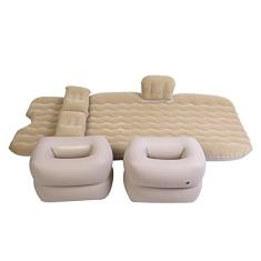 Colchão de Cama Inflável PVC Flocado Macio, Travesseiros de Design de Capacete, Suporte de Peso Pesado para Acampamento Ao Ar Livre Interno, Assento Traseiro de Carro de Viagem,