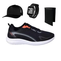 Tenis Esportivo Masculino Feminino SPORT Caminhada Corrida Leve + Boné + Relógio Digital + Carteira-Unissex
