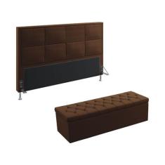 Kit Cabeceira Estofada Decorativa Maia 195 Para Cama King e Calçadeira