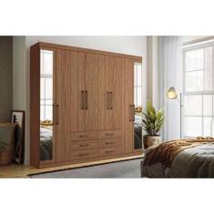 Guarda Roupa Casal 8 Portas e 6 Gavetas c/ Espelho Master 8.6 Jatoba -