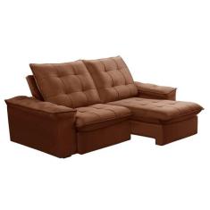 Sofá 3 Lugares Retrátil e Reclinável Batam Veludo Terracota - Ferguile